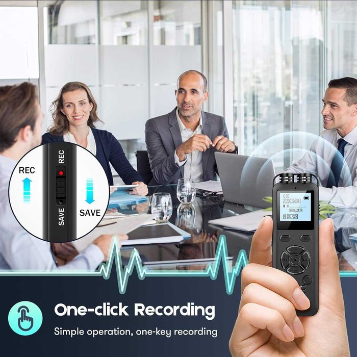 AOMAGO Cyfrowy rejestrator dźwięku dyktafon 32GB podsłuch 1536 Kbs Aux