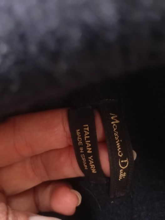 MASSIMO DUTTI S Wool Cachemire Blend granatowa sukienka 95% wełna