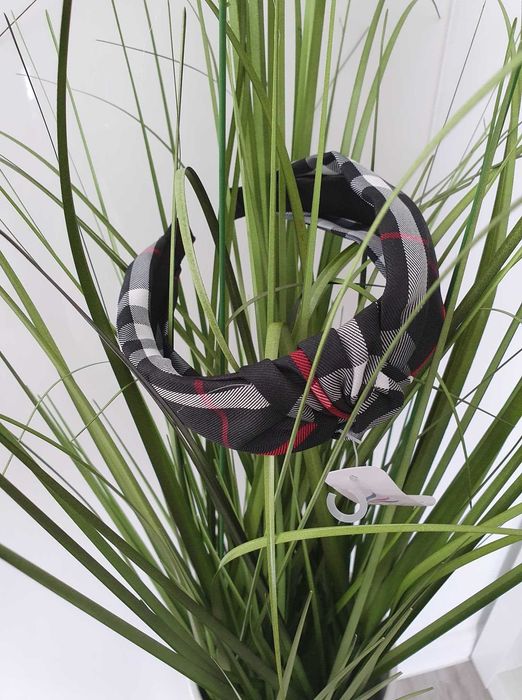 Opaska do włosów krata czarna  AO0008