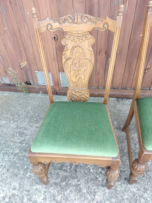 2 piękne drewniane rzeźbione krzesła