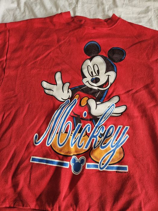 Czerwona Disney bluza crewneck unisex w rozmiarze  L z lat 90'