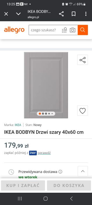 BODBYN szary i szuflada pełne i przeszklone. 40x60