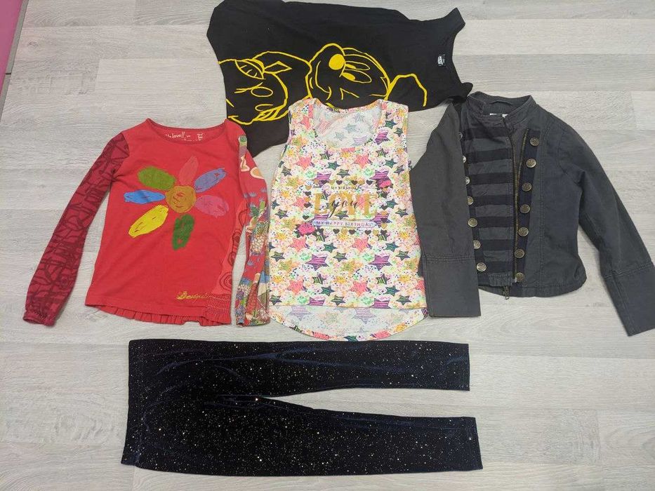 Пакет/набор летних вещей 5шт Desigual/Next/Disney/H&M, р.128-134см/7-8