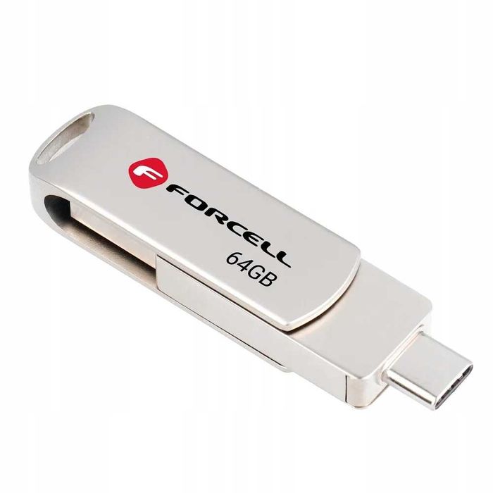 Pendrive Forcell 3,2 64 GB USB C USB A 3.2 srebrny