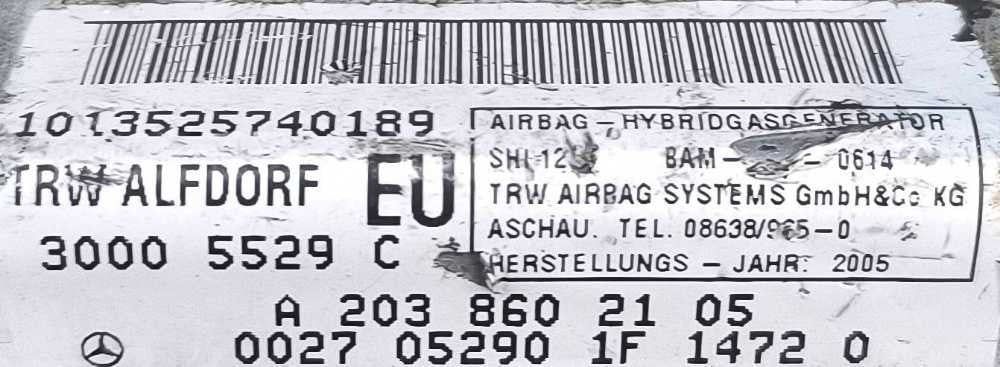 Airbag Porta Esquerda A2038602105 - MERCEDES-BENZ C-CLASS