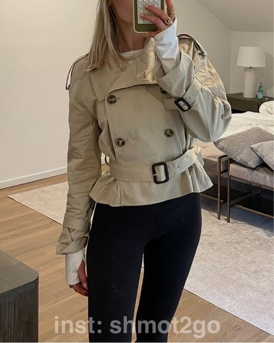 Burberry жіночий укорочений тренч / короткий плащ барбері / пальто барбери женское / куртка бьорбері з поясом / trench jacket burbery