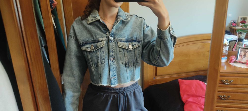 Blusão de ganga cropped (S/M)