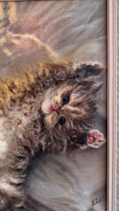 Квртина олійними фарбами. Кіт