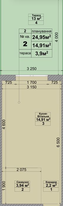 Продаж! Квартира 22м2 + 13м2 подвірʼя - 26500$