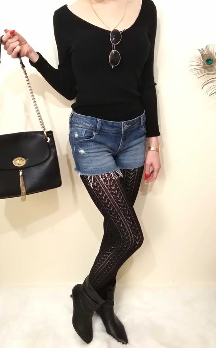 Spodenki denim cut out poszarpany niebieski dżins chic sexy