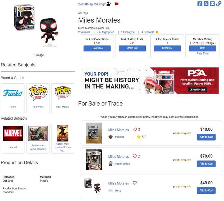 Miles Morales 402 Funko pop (comparação com outros sites de venda)