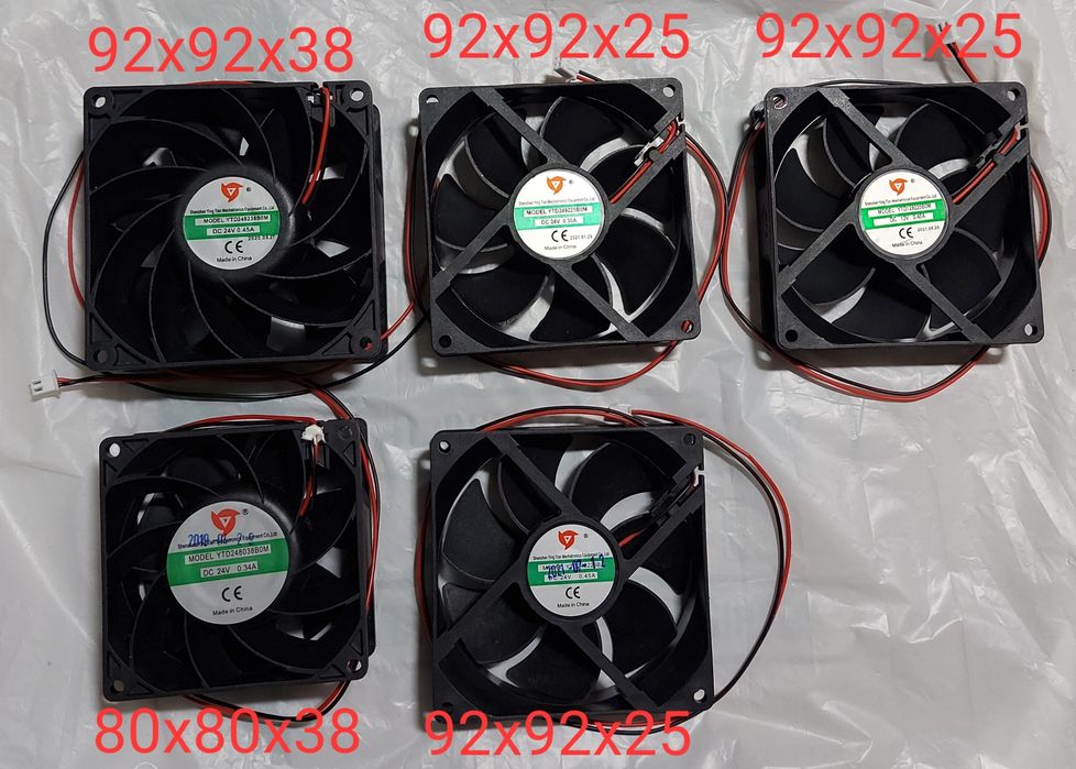 Вентилятор: 12В, 24В, 92х92х25; 92х92х38; 80х80х38