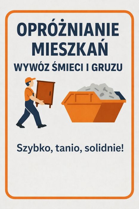 Opróżnianie mieszkań,  wywóz gruzu , śmieci !!!