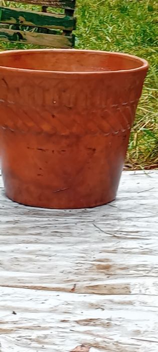 Donica ceramiczna 34,5 cm ,vintage wypalana bez szkliwa