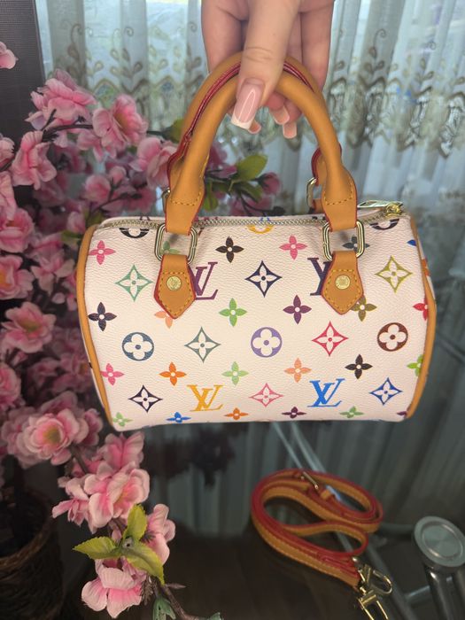 Жіноча сумка Louis Vuitton Monogram Multicolour Speedy (біла)