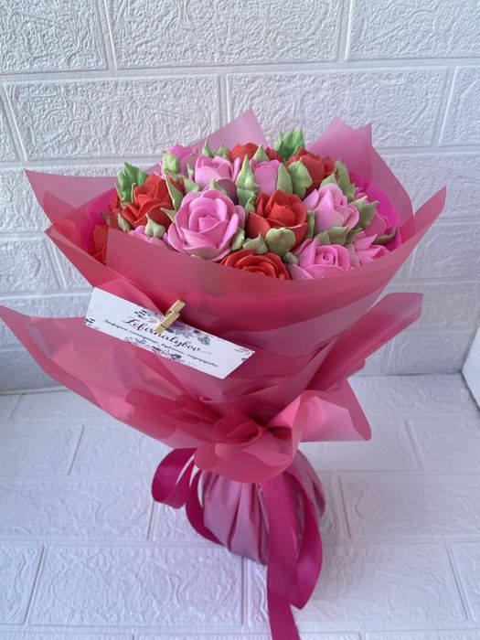 Букеты из зефирных цветов ручной работы