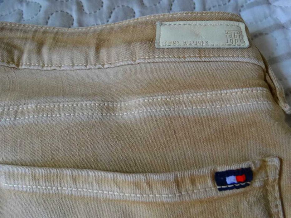 Spodnie Tommy Hilfiger Jegginsy Sprany Efekt Camelowe Bawełna L