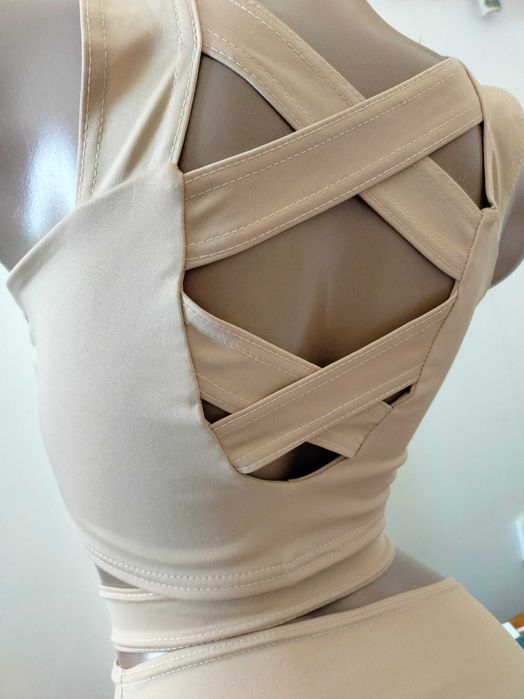 Стильний, гарний купальник розміжний, колір шампань