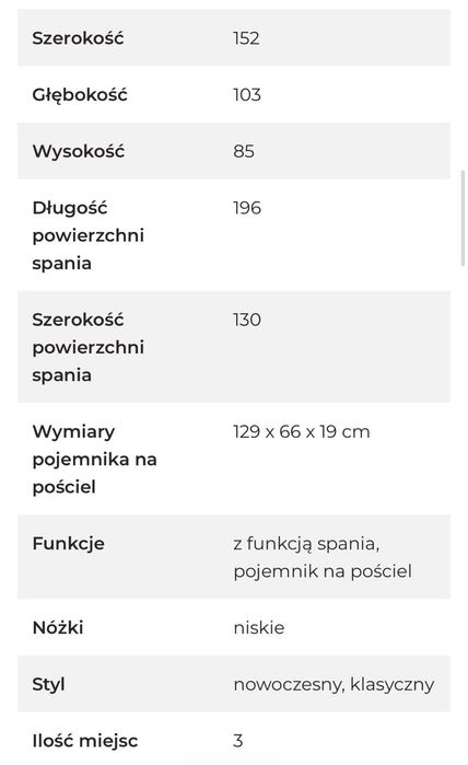 Nowoczesna kanapa z funkcją spania - stan jak nowy