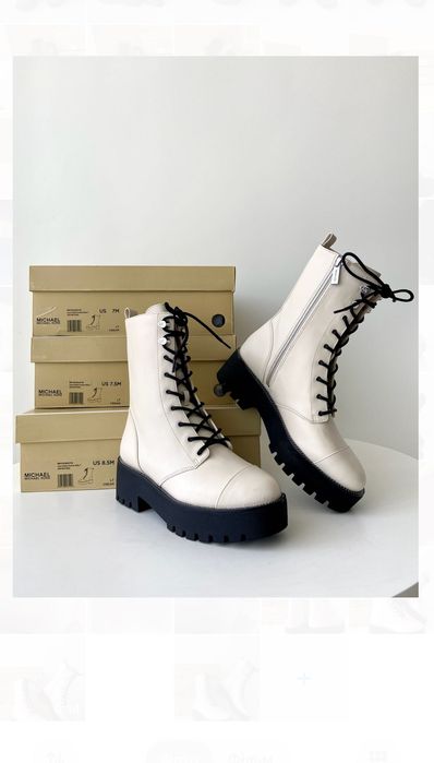 Женские кожаные ботинки берцы michael kors жіночі ботінки майкл корс