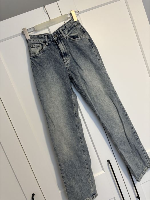 Spodnie wide leg straight z wysokim stanem