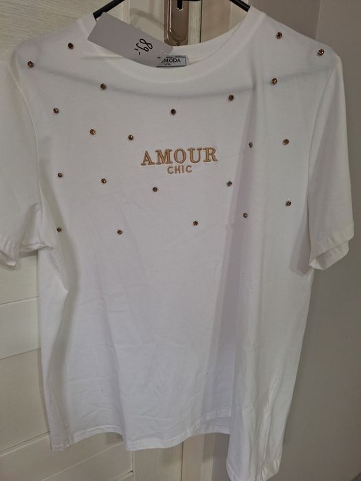 biała bluzka elegancka amour l xl