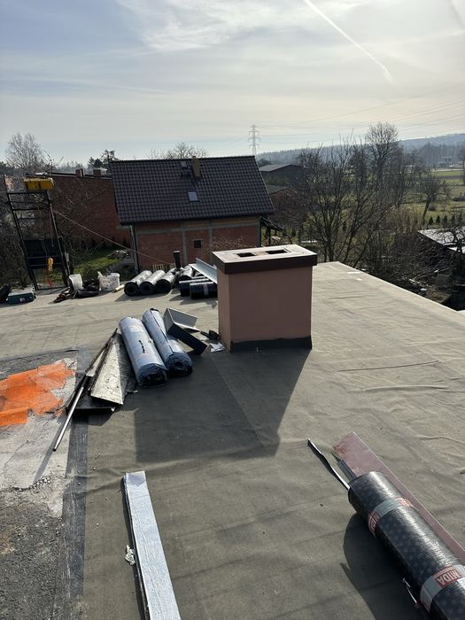 Uslugi dekarskie papa styropapa malowanie dachów uszczelnianie kominów