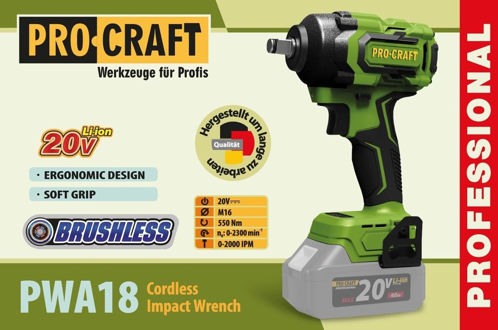 Аккумуляторный гайковерт Procraft PWA18 (без АКБ и ЗУ)