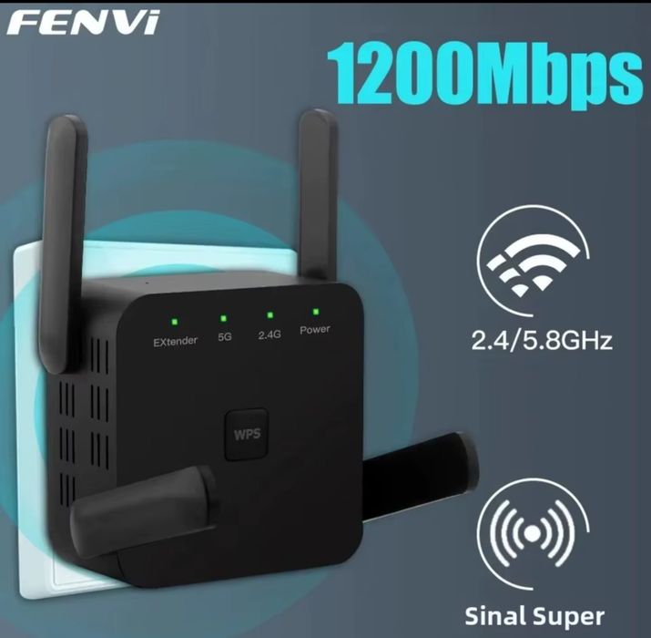 Repetidor / Extensor de Sinal Wi-Fi Dual Band AC1200 (Como Novo)