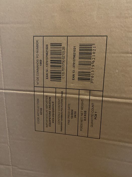 Biombo em bambu - 4 painéis (novo)