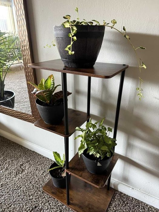 Kwietnik stojak na kwiaty drewniany narożny z 4 poziomami 78 cm