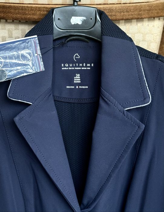 Nowy frak jeździecki marynarka konkursowa Equitheme Oliva 38 granat