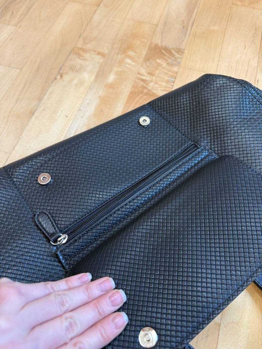 Большая кожаная сумка с плетением | 3 отделения Отстегивающаяся ручка