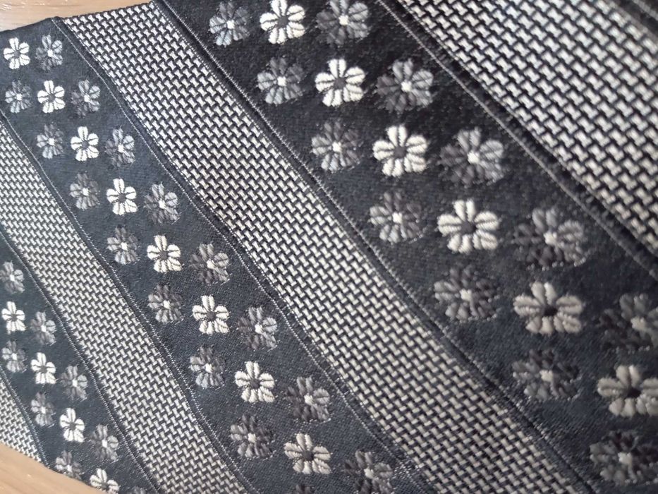 Kenzo krawat Homme tie 100% jedwab kwiaty szary srebrny