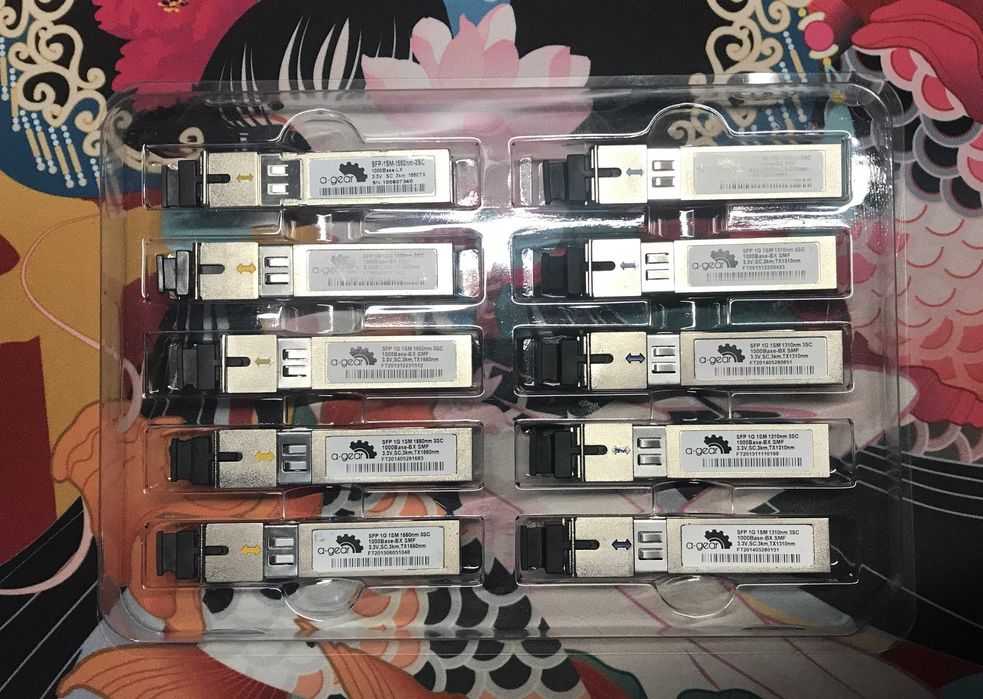 Оптичні модулі SFP A-GEAR 1G WDM SM 3km SC 1310nm та 1550nm (пари)
