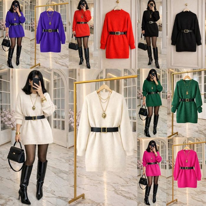 Жіноча Базова тепла сукня з паском