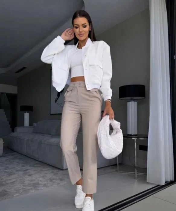 Spodnie eleganckie beżowe Roz.M/L NOWE