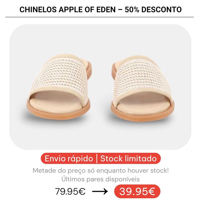50% Desconto - Chinelo Apple of Eden Shoes