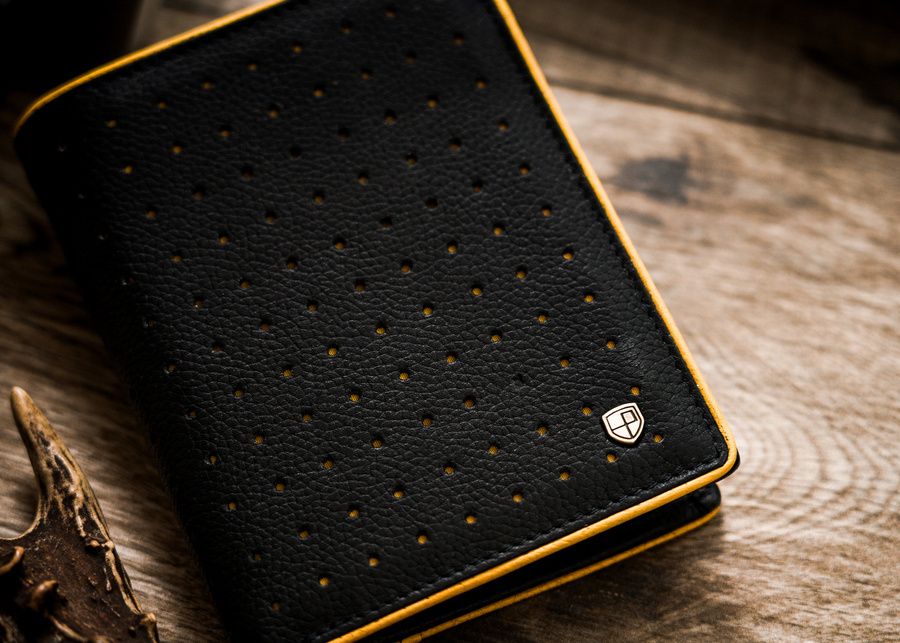 skórzany portfel męski z kontrastowym obszyciem - peterson