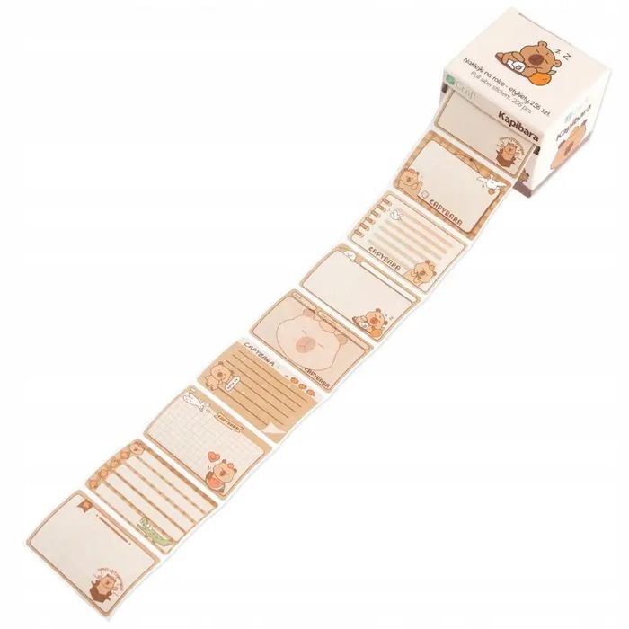 NAKLEJKI NA ROLCE ETYKIETY KAPIBARA 7,5 X 6,5 CM 256 SZT dpCraft imienniki. DpCraft