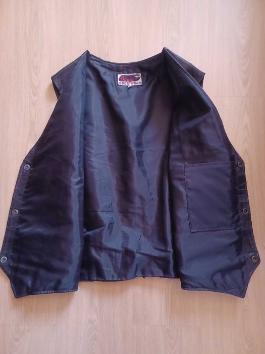 Colete de pele motard