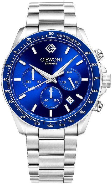 Zegarek Męski Giewont Chronograph Sapphire Srebrno Niebieski GW3520-B3