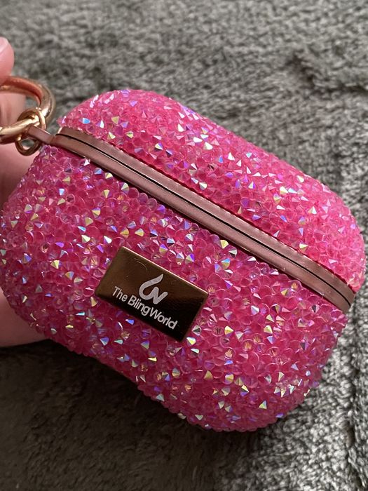 Чохол для навушників AirPods pro Bling World рожевий блискучий кристал