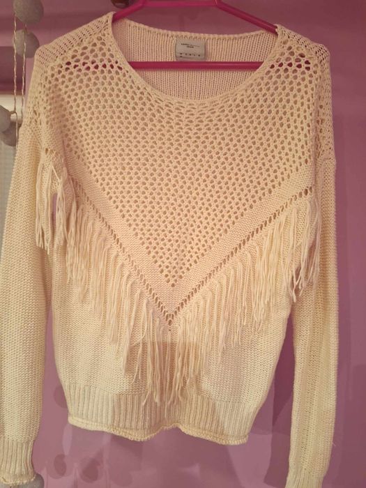 Sweter ażurowy ecru vero moda