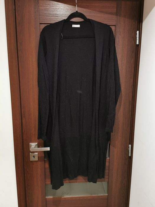 Czarny bawełniany kardigan narzutka sweter sweterek długi L 40