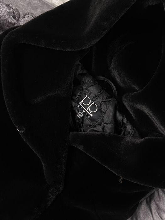 Еко шуба (кролик) чорна з переливом гіркого шоколаду