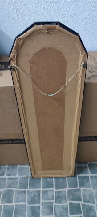 Espelho de Parede Vintage Antigo com Moldura de Marchetaria e Vidro Biselado