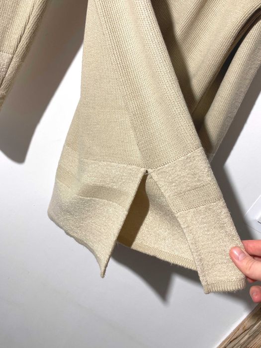 długi sweter rozpinany kardigan PRL lata 80 po babci beż luźny oversiz