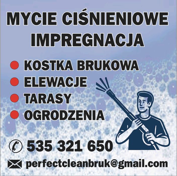 Mycie kostki brukowej, mycie elewacji, tarasów, ogrodzeń IMPREGNACJA