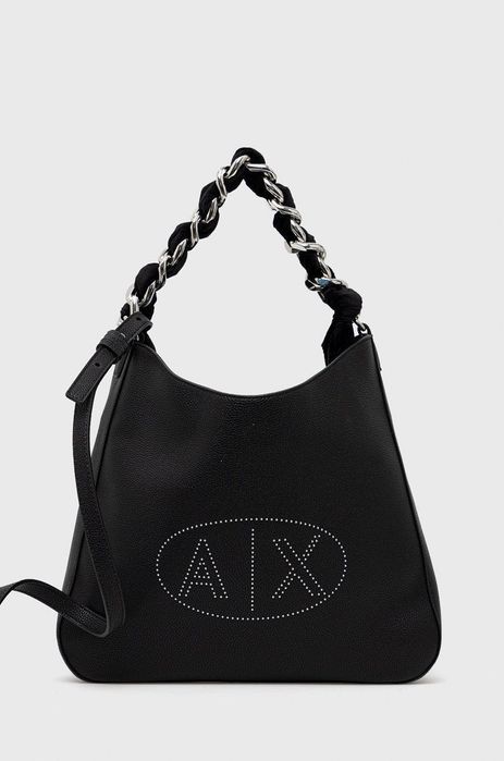 Czarna klasyczna torba shopper Armani exchange hobo oryginał